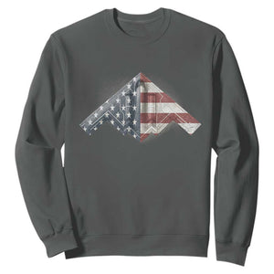 B2 Spirit Sweatshirt B-2 Bomber Stealth Aircraft Schematic American Flag TS10 Dark Heather Print Your Wear