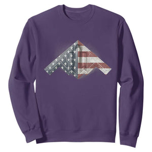 B2 Spirit Sweatshirt B-2 Bomber Stealth Aircraft Schematic American Flag TS10 Purple Print Your Wear