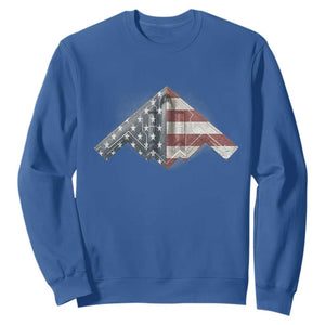 B2 Spirit Sweatshirt B-2 Bomber Stealth Aircraft Schematic American Flag TS10 Royal Blue Print Your Wear