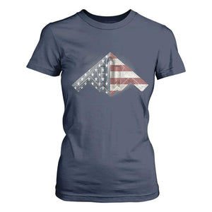 B2 Spirit T Shirt For Women B-2 Bomber Stealth Aircraft Schematic American Flag TS10 Navy Print Your Wear