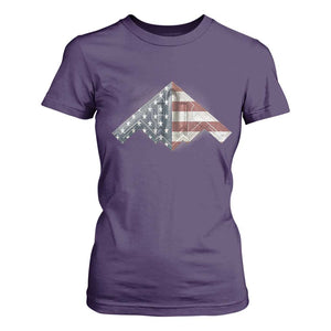 B2 Spirit T Shirt For Women B-2 Bomber Stealth Aircraft Schematic American Flag TS10 Purple Print Your Wear
