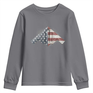 B2 Spirit Youth Sweatshirt B-2 Bomber Stealth Aircraft Schematic American Flag TS10 Charcoal Print Your Wear