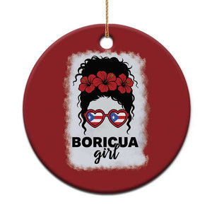 Boricua Girl Christmas Ornament Messy Bun Puerto Rican Flag Hibiscus Flower TS10 Print Your Wear