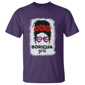 Boricua Girl T Shirt Messy Bun Puerto Rican Flag Hibiscus Flower TS10 Purple Print Your Wear
