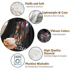 Puerto Rico Pin Up Girl Throw Blanket Taino Boricua Puerto Rican Flag TS10 Print Your Wear