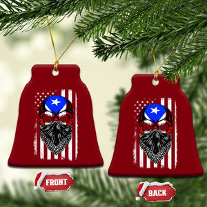 Skull Puerto Rican American Flag Ceramic Ornament With Bandana TS10 Print Your Wear