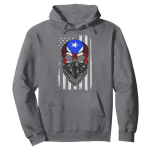 Skull Puerto Rican American Flag Hoodie With Bandana TS10 Charcoal Print Your Wear
