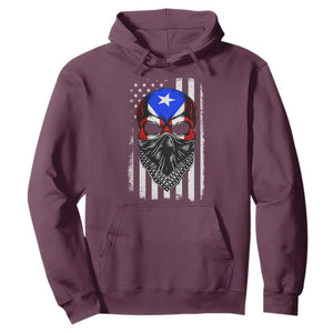 Skull Puerto Rican American Flag Hoodie With Bandana TS10 Maroon Print Your Wear