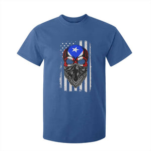 Skull Puerto Rican American Flag T Shirt For Kid With Bandana TS10 Royal Blue Print Your Wear