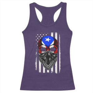 Skull Puerto Rican American Flag Racerback Tank Top With Bandana TS10 Purple Print Your Wear