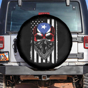 Skull Puerto Rican American Flag Spare Tire Cover With Bandana TS10 No hole Black Print Your Wear