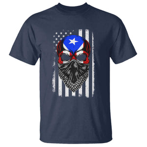 Skull Puerto Rican American Flag T Shirt With Bandana TS10 Navy Print Your Wear