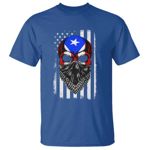 Skull Puerto Rican American Flag T Shirt With Bandana TS10 Royal Blue Print Your Wear