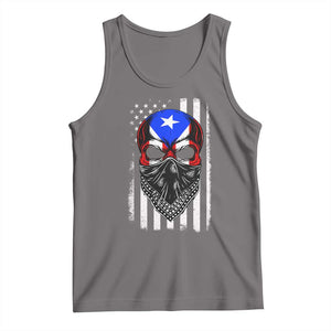 Skull Puerto Rican American Flag Tank Top With Bandana TS10 Deep Heather Print Your Wear