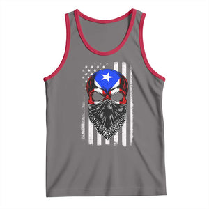 Skull Puerto Rican American Flag Tank Top With Bandana TS10 Deep Heather Red Print Your Wear