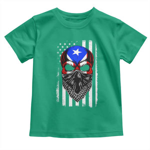 Skull Puerto Rican American Flag Toddler T Shirt With Bandana TS10 Irish Green Print Your Wear