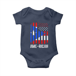 Puerto Rican American Flag Baby Onesie AME-RICAN Boricua Pride TS10 Navy Print Your Wear