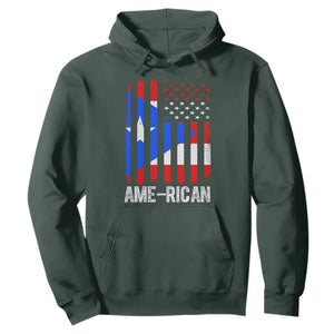 Puerto Rican American Flag Hoodie AME-RICAN Boricua Pride TS10 Dark Forest Green Print Your Wear