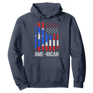 Puerto Rican American Flag Hoodie AME-RICAN Boricua Pride TS10 Navy Print Your Wear