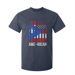 Puerto Rican American Flag T Shirt For Kid AME-RICAN Boricua Pride TS10 Navy Print Your Wear