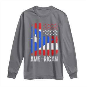 Puerto Rican American Flag Long Sleeve Shirt AME-RICAN Boricua Pride TS10 Charcoal Print Your Wear