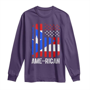 Puerto Rican American Flag Long Sleeve Shirt AME-RICAN Boricua Pride TS10 Purple Print Your Wear