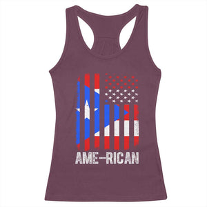 Puerto Rican American Flag Racerback Tank Top AME-RICAN Boricua Pride TS10 Maroon Print Your Wear