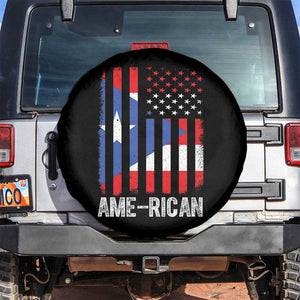 Puerto Rican American Flag Spare Tire Cover AME-RICAN Boricua Pride TS10 No hole Black Print Your Wear