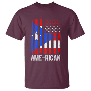 Puerto Rican American Flag T Shirt AME-RICAN Boricua Pride TS10 Maroon Print Your Wear