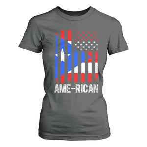Puerto Rican American Flag T Shirt For Women AME-RICAN Boricua Pride TS10 Dark Heather Print Your Wear