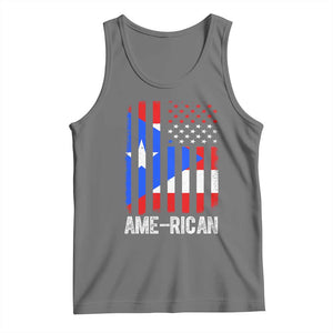 Puerto Rican American Flag Tank Top AME-RICAN Boricua Pride TS10 Black Heather Print Your Wear