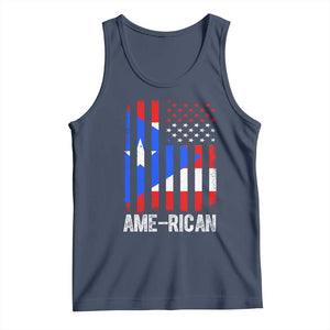 Puerto Rican American Flag Tank Top AME-RICAN Boricua Pride TS10 Navy Print Your Wear