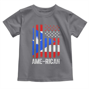 Puerto Rican American Flag Toddler T Shirt AME-RICAN Boricua Pride TS10 Charcoal Print Your Wear