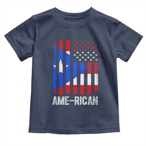 Puerto Rican American Flag Toddler T Shirt AME-RICAN Boricua Pride TS10 Navy Print Your Wear