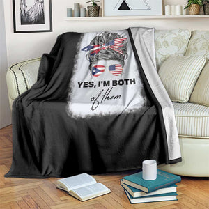 Yes I’m Both Puerto Rican American Throw Blanket Messy Bun Boricua Woman Pride TS10 Print Your Wear
