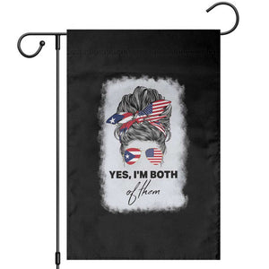 Yes I’m Both Puerto Rican American Garden Flag Messy Bun Boricua Woman Pride TS10 Black Print Your Wear