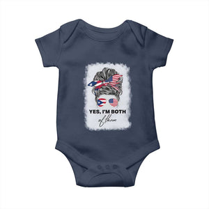 Yes I’m Both Puerto Rican American Baby Onesie Messy Bun Boricua Woman Pride TS10 Navy Print Your Wear