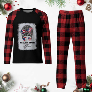 Yes I’m Both Puerto Rican American Plaid Pajama Set Messy Bun Boricua Woman Pride TS10 Buffalo Plaid Print Your Wear