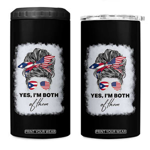 Yes I’m Both Puerto Rican American 4 in 1 Can Cooler Tumbler Messy Bun Boricua Woman Pride TS10 One Size: 16 oz Black Print Your Wear