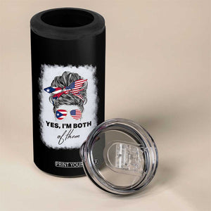 Yes I’m Both Puerto Rican American 4 in 1 Can Cooler Tumbler Messy Bun Boricua Woman Pride TS10 Print Your Wear