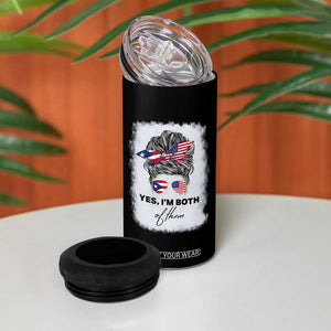 Yes I’m Both Puerto Rican American 4 in 1 Can Cooler Tumbler Messy Bun Boricua Woman Pride TS10 Print Your Wear