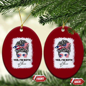 Yes I’m Both Puerto Rican American Ceramic Ornament Messy Bun Boricua Woman Pride TS10 Print Your Wear