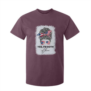 Yes I’m Both Puerto Rican American T Shirt For Kid Messy Bun Boricua Woman Pride TS10 Maroon Print Your Wear