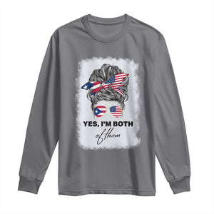 Yes I’m Both Puerto Rican American Long Sleeve Shirt Messy Bun Boricua Woman Pride TS10 Charcoal Print Your Wear