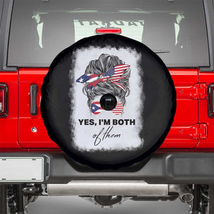 Yes I’m Both Puerto Rican American Spare Tire Cover Messy Bun Boricua Woman Pride TS10 Black Print Your Wear