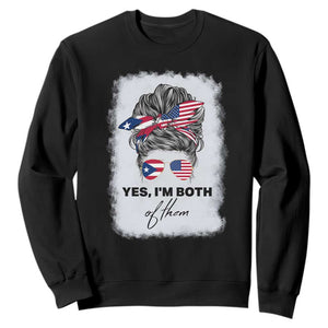 Yes I’m Both Puerto Rican American Sweatshirt Messy Bun Boricua Woman Pride TS10 Black Print Your Wear