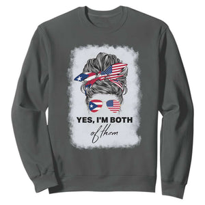 Yes I’m Both Puerto Rican American Sweatshirt Messy Bun Boricua Woman Pride TS10 Dark Heather Print Your Wear