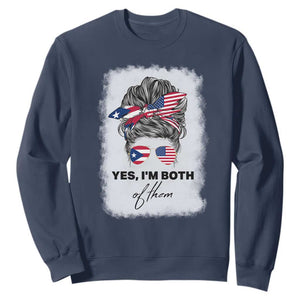 Yes I’m Both Puerto Rican American Sweatshirt Messy Bun Boricua Woman Pride TS10 Navy Print Your Wear