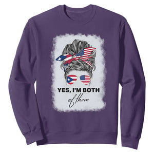 Yes I’m Both Puerto Rican American Sweatshirt Messy Bun Boricua Woman Pride TS10 Purple Print Your Wear