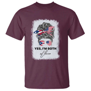 Yes I’m Both Puerto Rican American T Shirt Messy Bun Boricua Woman Pride TS10 Maroon Print Your Wear